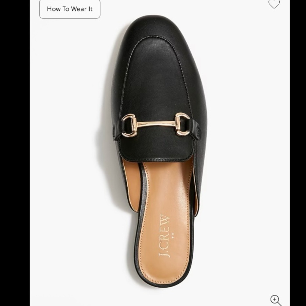 Jcrew horse bit Slip-on mules black gold